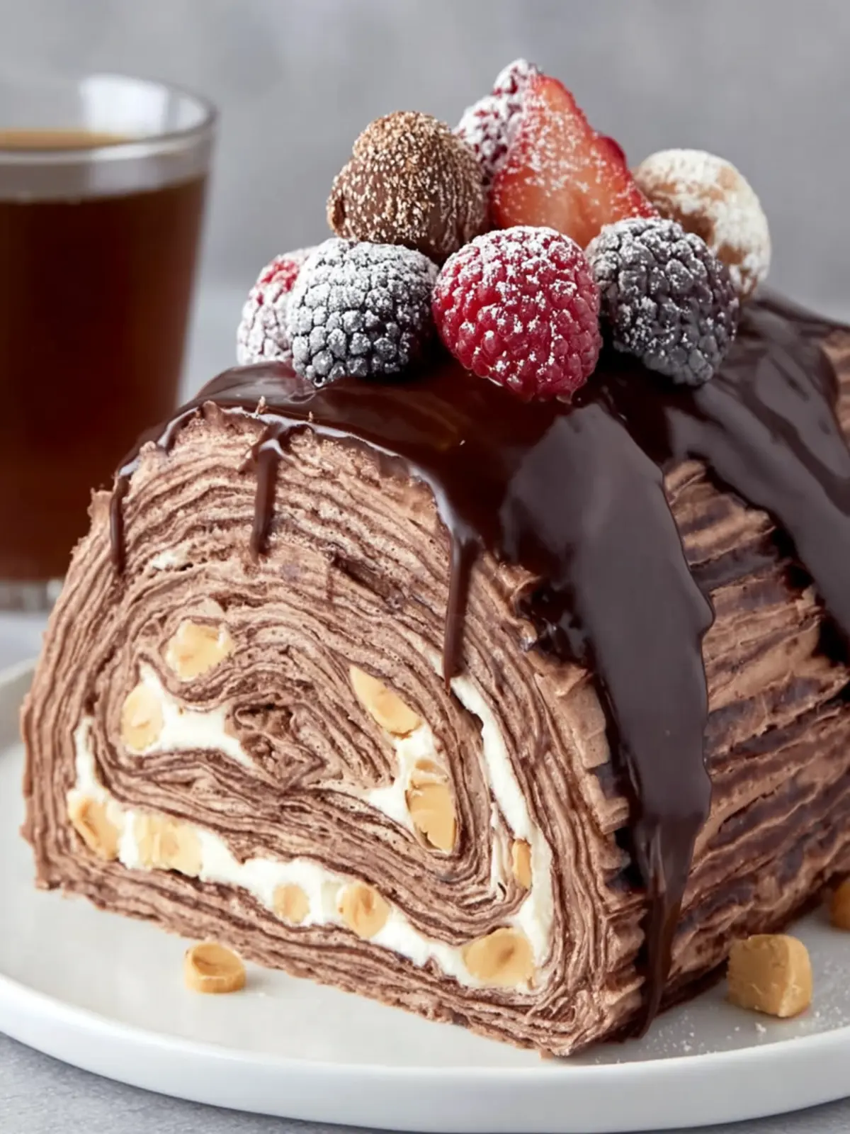 Decadent Chocolate Hazelnut Crepe Cake First Image