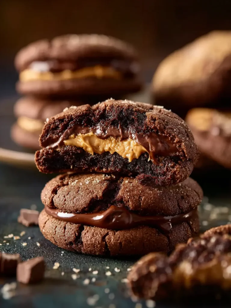 Chocolate Peanut Butter Stuffed Cookies First Image