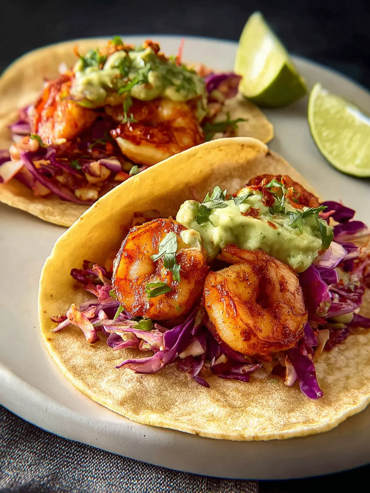 Easy Hot Honey Shrimp Tacos with Cabbage Lime Slaw First Image