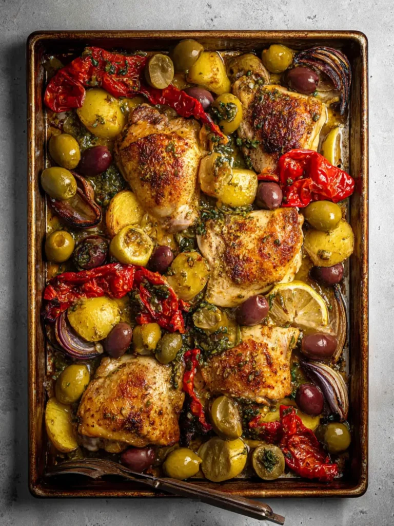 Sheet Pan Olive Bar Chicken First Image