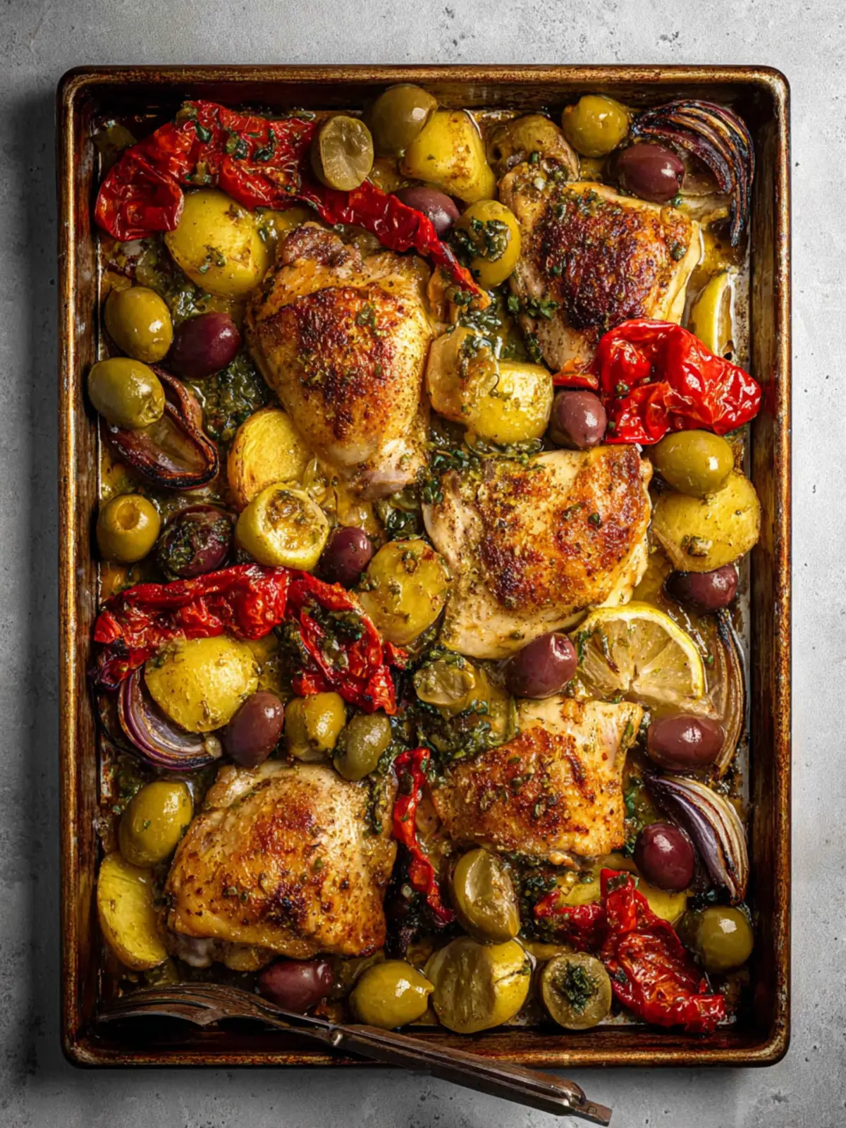 Sheet Pan Olive Bar Chicken First Image