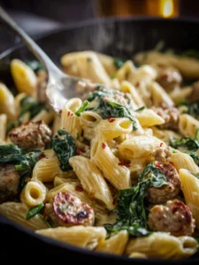 Creamy Sausage Pasta with Spinach First Image