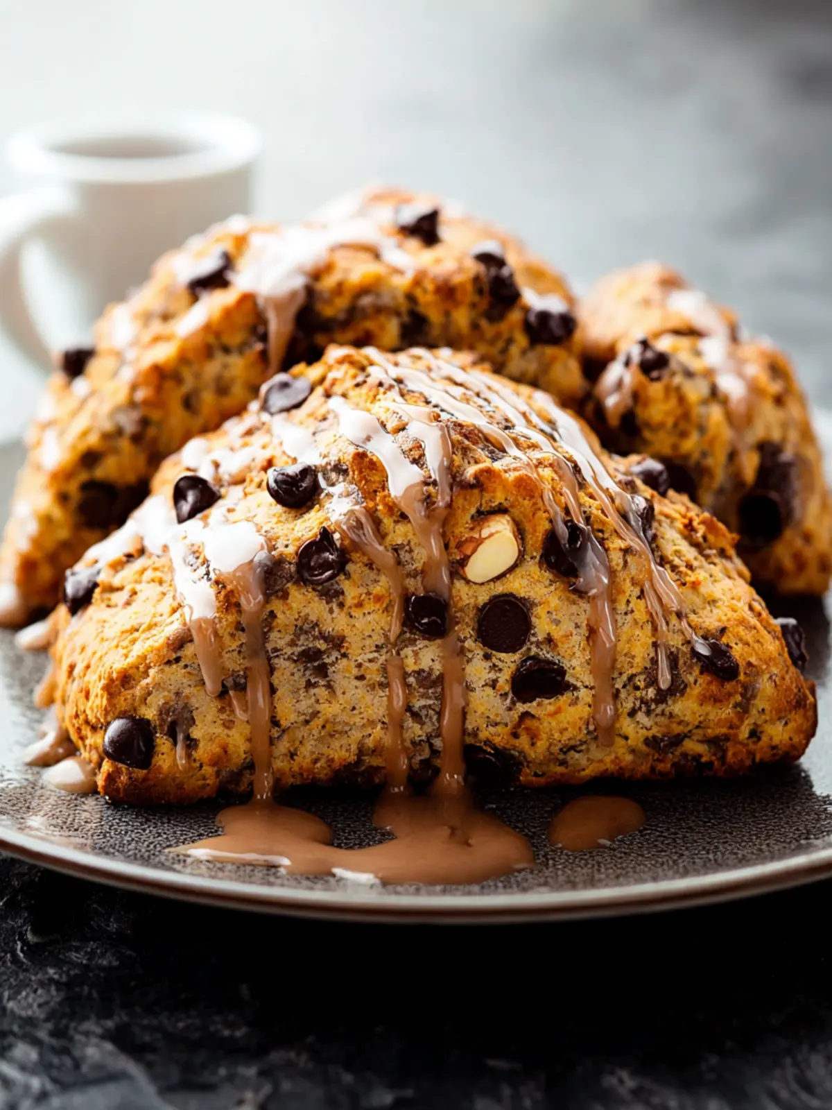 Mocha Glazed Chocolate Chip Hazelnut Scones: Irresistibly Indulgent!